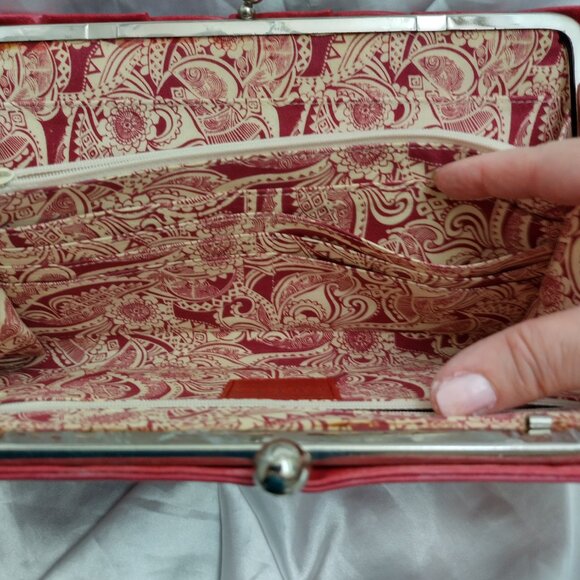 ^ HOBO International, Pink Fuchsia Magenta LEATHER Clutch Purse Handbag LARGE - Picture 7 of 10